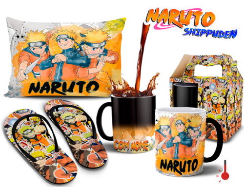 Caneca Mágica + Kit com Chinelo Naruto com Nome