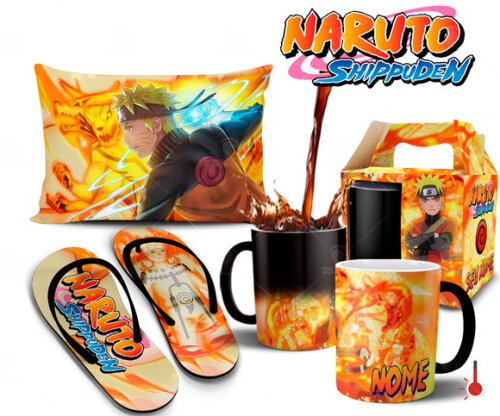 Caneca Mágica + Kit com Chinelo Naruto Shippuden com Nome