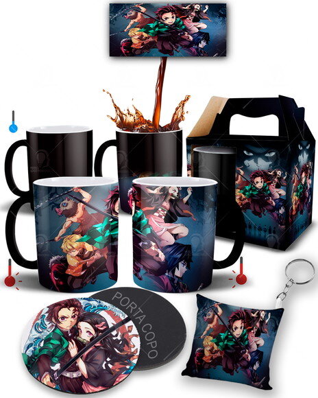 Caneca Mágica + Kit Demon Slayer kimetsu no yaiba