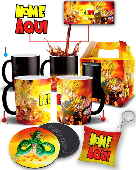 Caneca Mágica + Kit Dragon Ball Z com Nome Personalizado