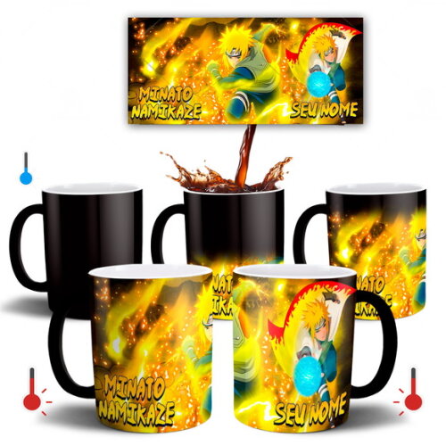 Caneca Mágica + Kit Geek Minato Namikaze Naruto com nome
