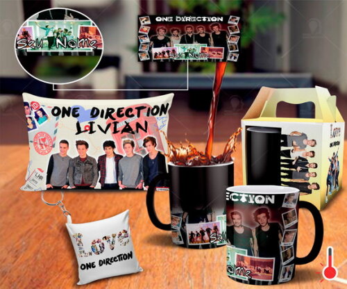 Caneca Mágica + Kit Grupo One Direction com Nome + Mod001