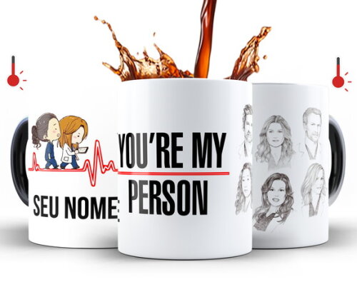 Caneca Mágica + Kit Greys Anatomy com Nome