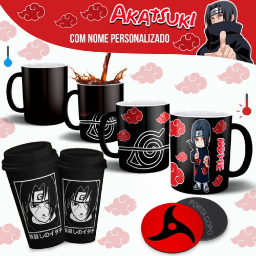 Caneca mágica + Kit Itachi Uchiha Naruto com Nome