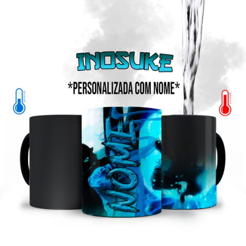 Caneca Mágica + Kit Inosuke Demon Slayer com Nome