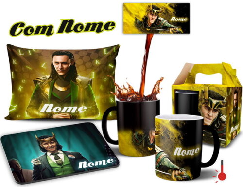 Caneca Mágica + Kit Loki com nome Personalizado - Mod 001