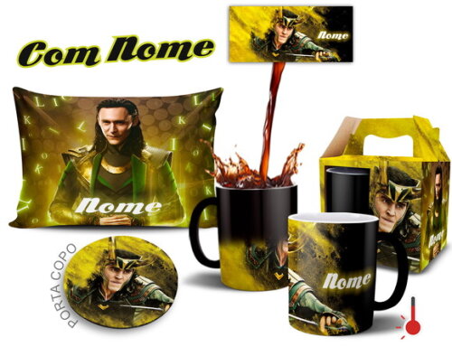 Caneca Mágica + Kit Loki com nome Personalizado - Mod 004