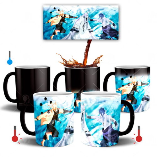 Caneca Mágica + Kit Naruto e Sasuke vs Kaguya Otsutsuki