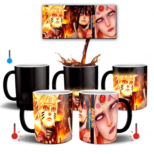 Caneca Mágica + Kit Naruto e Sasuke vs Kaguya Otsutsuki