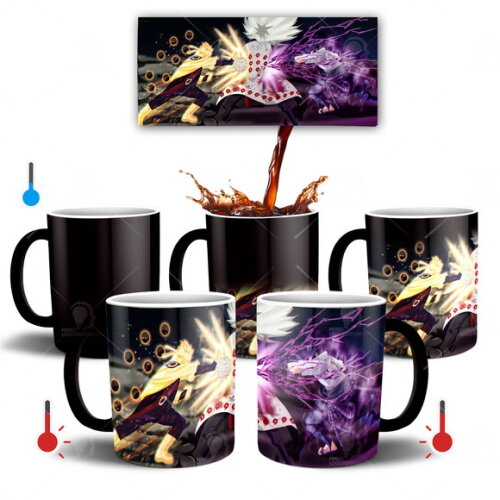 Caneca Mágica + Kit Naruto e Sasuke vs Uchiha Madara