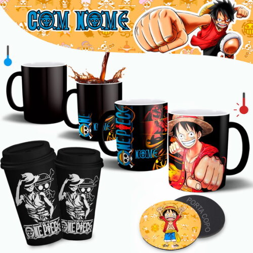 Caneca Mágica + Kit One Piece Luffy com Nome
