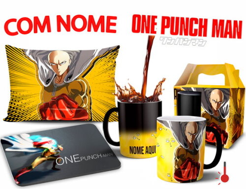 Caneca Mágica + Kit one punch Saitama com Nome