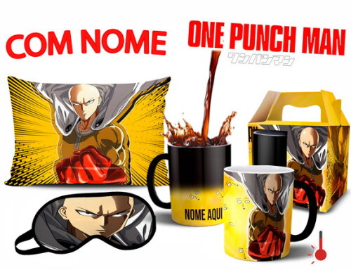 Caneca Mágica + Kit one punch Saitama com Nome