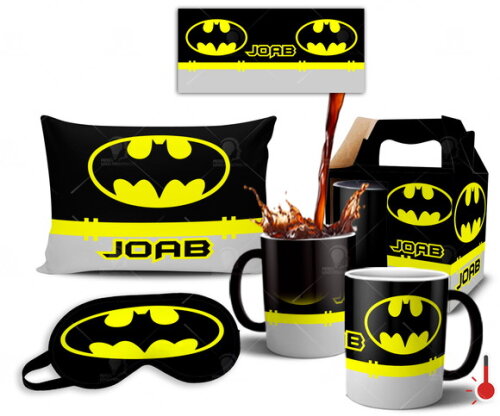 Caneca Mágica + Kit personalizado Batman - Mod002