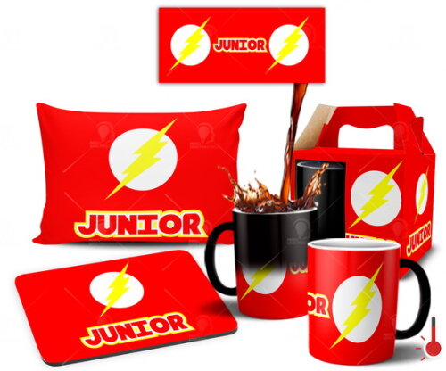 Caneca Mágica + Kit personalizado Flash com Nome - Mod001