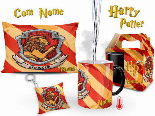 Caneca Mágica + Kit Personalizado Harry Potter Grifinória