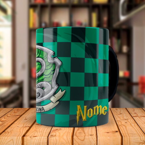Caneca Mágica + Kit Personalizado Harry Potter Sonserina