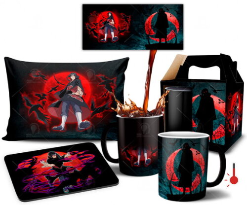Caneca Mágica + Kit personalizado Itachi Uchiha Naruto