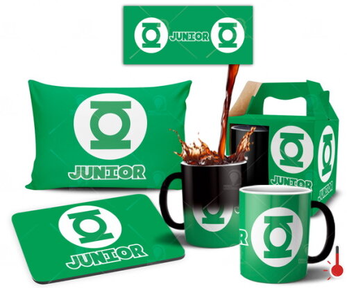 Caneca Mágica + Kit personalizado Lanterna Verde com Nome