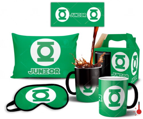Caneca Mágica + Kit personalizado Lanterna Verde com Nome