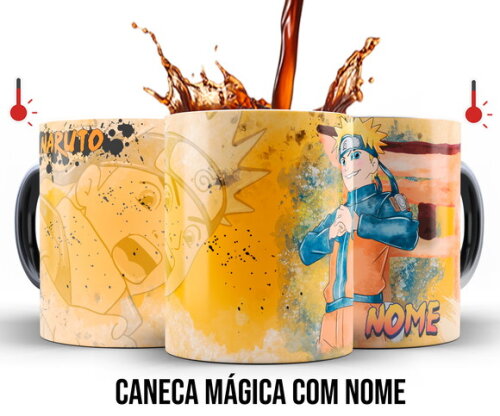 Caneca Mágica + Kit Personalizado Naruto com Nome