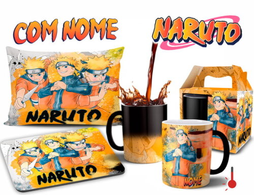 Caneca Mágica + Kit Personalizado Naruto com Nome