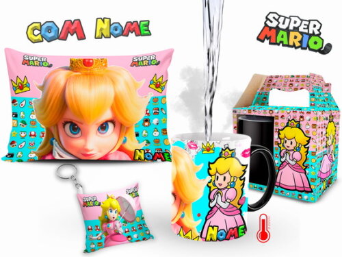 Caneca Mágica + Kit Personalizado Princesa Peach com Nome