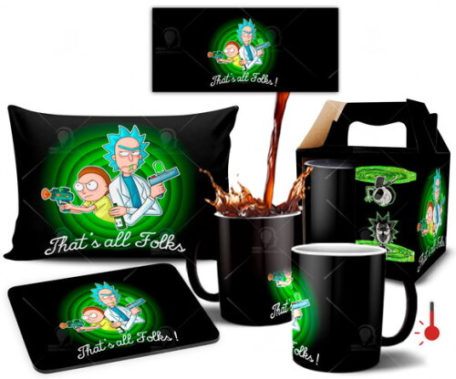 Caneca Mágica + Kit personalizado RIck e Morty Netflix