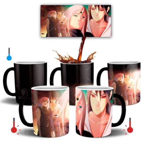Caneca Mágica + Kit personalizado Sakura e Sasuke Love