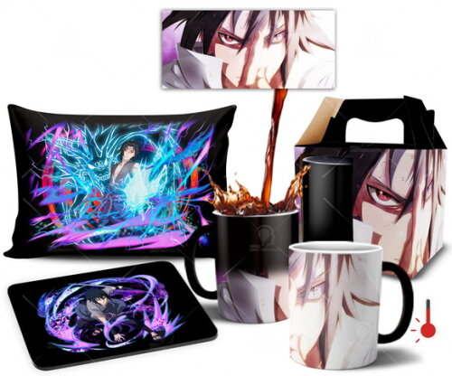 Caneca Mágica + Kit personalizado Sasuke Uchiha Mod 002