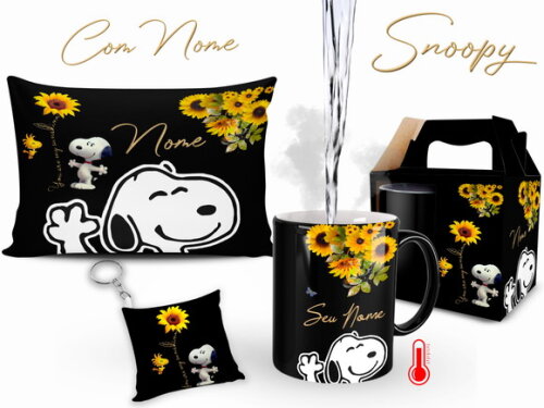 Caneca Mágica + Kit Personalizado Snoopy com Nome