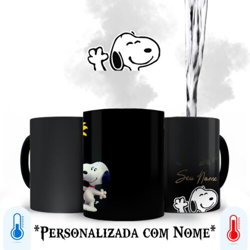 Caneca Mágica + Kit Personalizado Snoopy com Nome