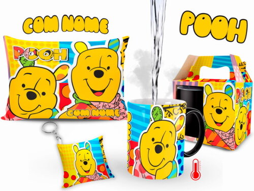 Caneca Mágica + Kit Personalizado Ursinho Pooh com Nome