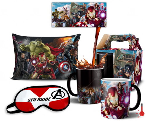 Caneca Mágica + Kit personalizado Vingadores Avengers
