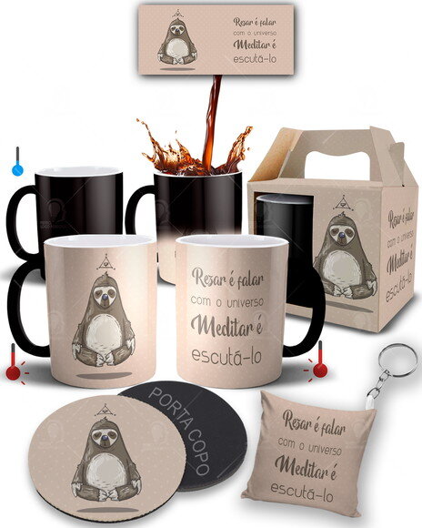 Caneca Mágica + Kit Personalizado Yoga Namastê