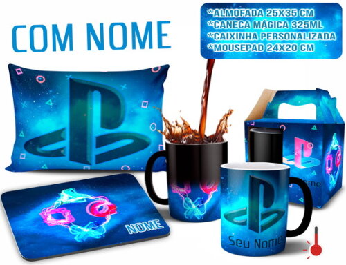 Caneca Mágica + Kit Playstation Sony com Nome Mod 03