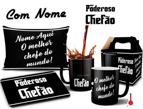 Caneca Mágica + Kit Poderoso Chefão com Nome