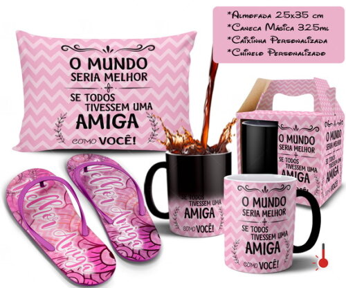 Caneca Mágica + Kit Presente Melhor Amiga Amizade + Caixinha