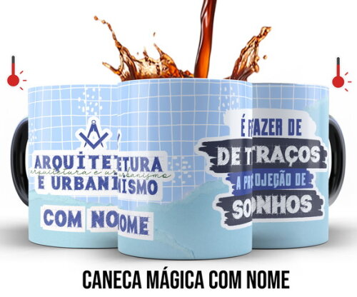 Caneca Mágica + Kit Profissão Arquitetura e Urbanismo nome