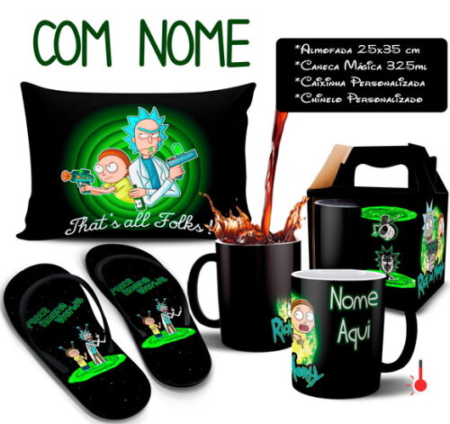 Caneca Mágica + Kit Rick and Morty com Nome