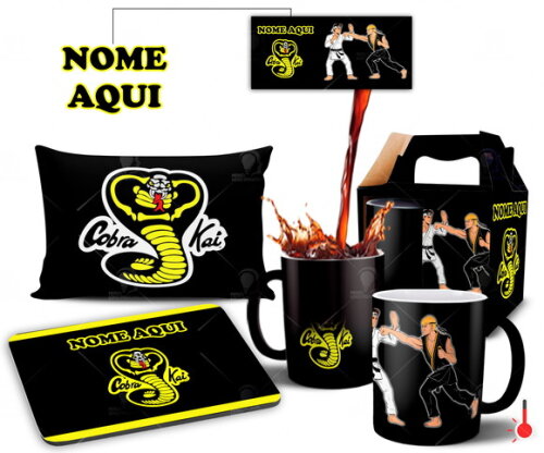 Caneca Mágica + Kit Série Cobra Kai com Nome - Mod003