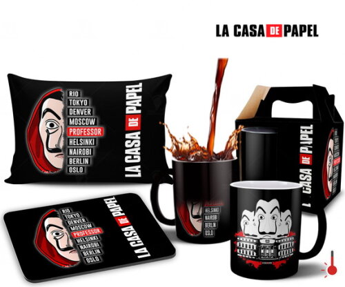 Caneca Mágica + Kit Série La Casa de Papel - Mod 002