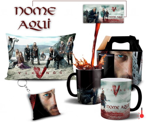 Caneca Mágica + Kit Série Vikings com Nome - Mod 003