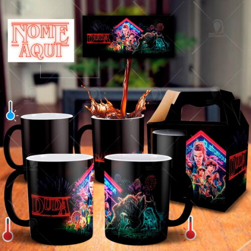 Caneca Mágica + Kit Stranger Things com nome
