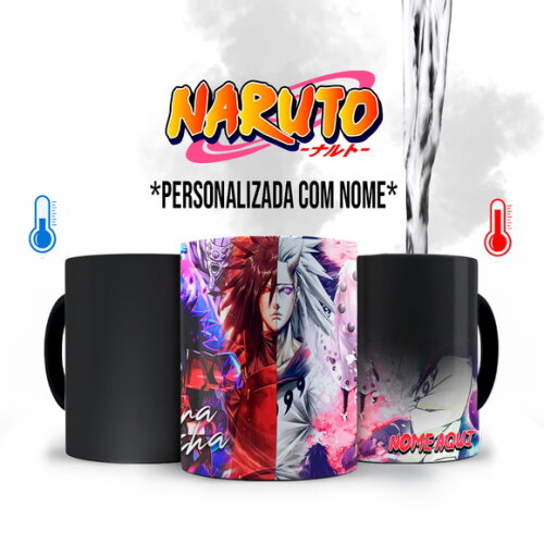 Caneca Mágica + Kit Uchiha Madara com Nome Personalizado