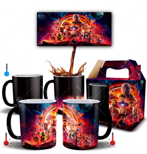 Caneca Mágica + Kit Vingadores Avengers Guerra Infinita