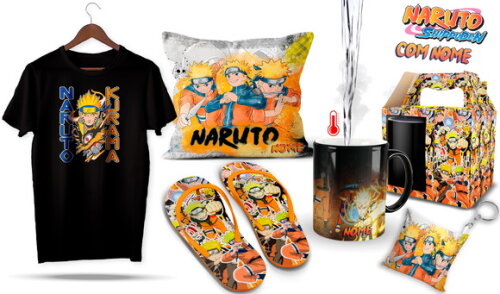 Caneca Mágica +kit Personalizado Naruto Shippuden com Nome