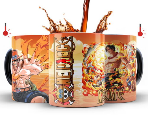 Caneca Mágica Ace Portgas One Piece com Nome - Mod 002