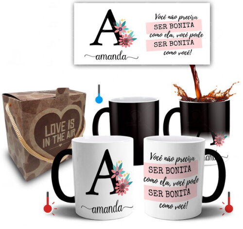 Caneca Mágica Alfabeto Personalize com Nome - Letra A
