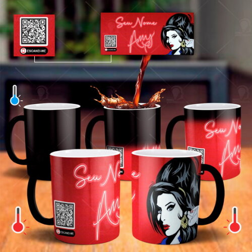 Caneca Mágica Amy Winehouse Música Rehab Qr Code